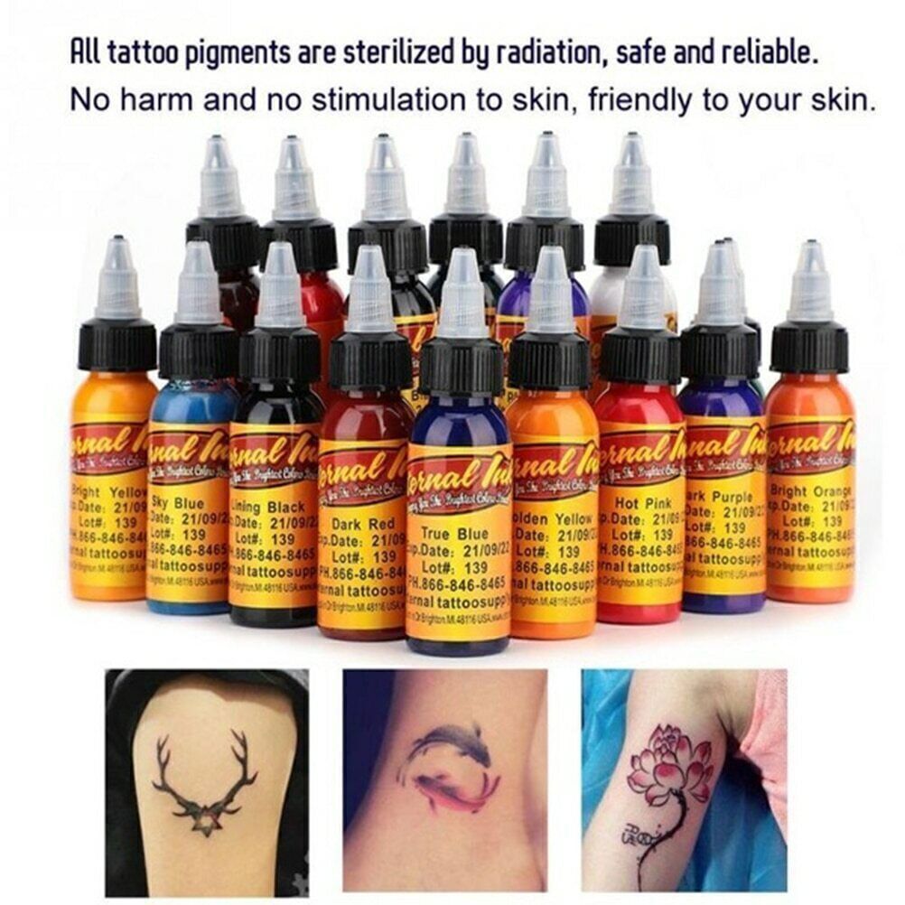 25 Colors (Front) Set Eternal Tattoo Color Ink 1 oz 30ml Bottle