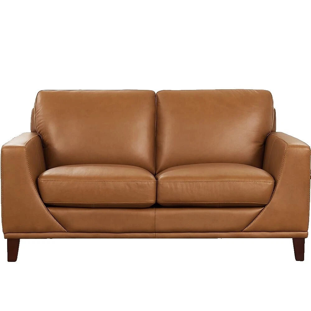 Sofá de dos plazas de mediados de siglo modernos de cuero