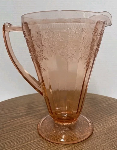 Jeannette Cherry Blossom Pink 36 Oz Cone Shaped Pitcher Depression 1930s Glass