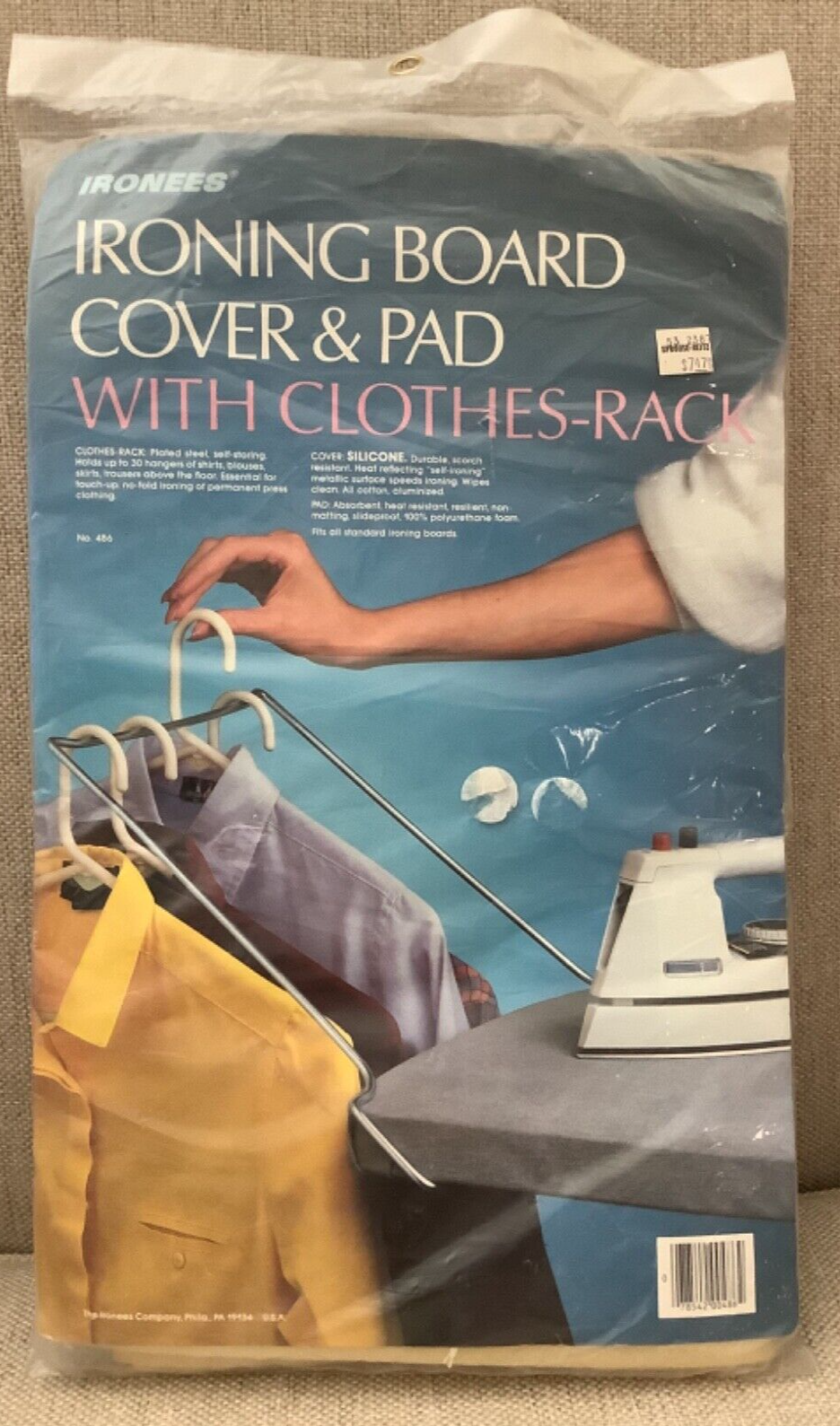 IRONEES Silicone IRONING BOARD COVER & FOAM PAD (NO HANGER IN PKG)   UNUSED  USA-image