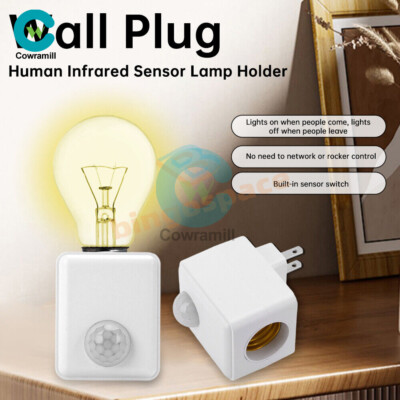 Infrared Wall Plug-in Human Motion Sensing E27 Socket Light Bulb Holder EU/US