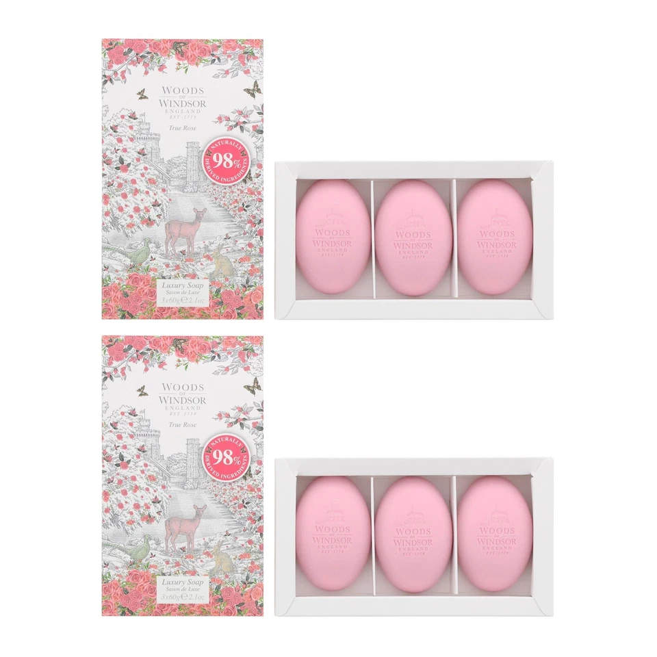 Woods Of Windsor True Rose Luxury Soap 3 x 60g x 2