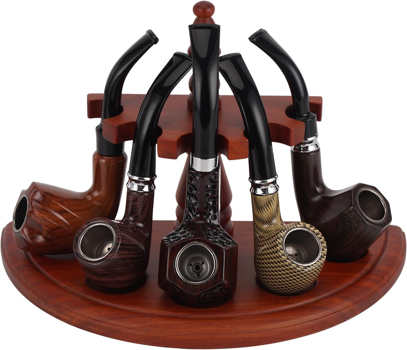 Supporto Pipe in Palissandro 5 Posti | Espositore Lusso Fatto a Mano