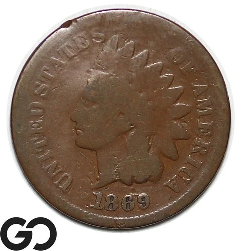 1869 Indian Head Cent Penny, VG-100
