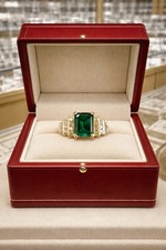 3.20 Ct Emerald Cut Natural Emerald  Diamond Wedding Ring 14K Yellow Gold Sz 8