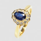 925 Sterling Silver Handmade Jewelry Halo Rings Royal Blue Sapphire Size 7.25