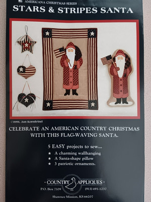 Country Appliques Quilt Pattern 61 Stars Stripes Santa Wallhanging Ornaments