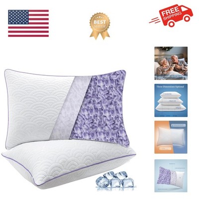 Memory Foam Pillows Queen Size Set of 2 Adjustable Cool Pillow for Side Back ...