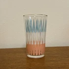 Vintage Anchor Hocking Aurora Geometric, Pink Turquoise White 22K Gold Rim 5”