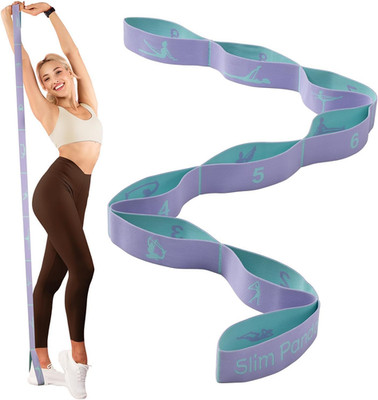 Yoga Stretching Strap mit 9 Schlaufen - Premium Dehnungsband aus Polyester-Baumw
