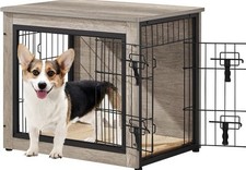 Greige 27.5'' Wooden Dog Crate Furniture for Small/Medium Dogs.