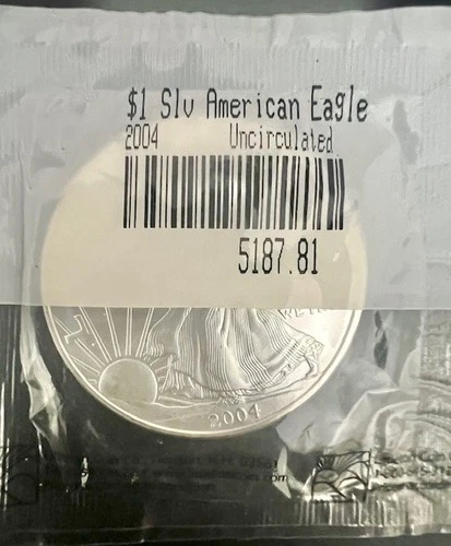 2004 American Silver Eagle 1 Oz Silver Dollar BU Coin Uncirculated Toning Spot