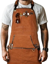 LEATHER VILLAGE Work Apron - Heavy Duty Woodworking for M to XXL, Tan 