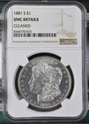 1881-S Morgan Dollar NGC Certified UNC Details Cleaned
