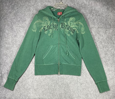 Lucky Brand Hoodie Womens Medium Full Zip Graphic Sweatshirt Spell Out 90s VTG
