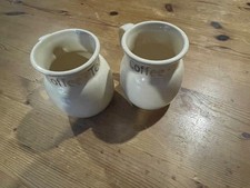 2 Vintage London Pottery Stylish cream coloured mugs, tea & coffee imprint