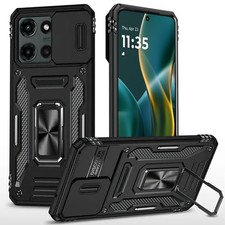 For Moto G Stylus 2025 Case Slideing Lens Shockproof Ring Stand  Tempered Glass