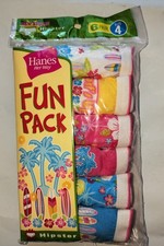VTG NEW 6-pk Hanes Her Way Girls sz 4, Hipster 100 cotton 2003 Panties
