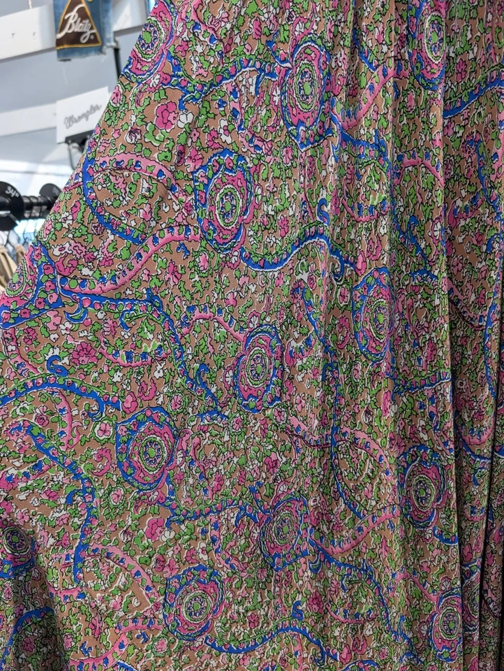 1940's Cold Rayon Pink Blue Floral Sequin Embellished Dress Side Zip Small - Image 4 of 4