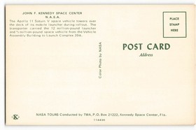 John F. Kennedy Space Center N.A.S.A., Apollo 11 Saturn V VTG Postcard CG5.