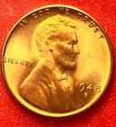 1948-S Lincoln Wheat Cent Penny GEM RED BU From an Original Bank Roll