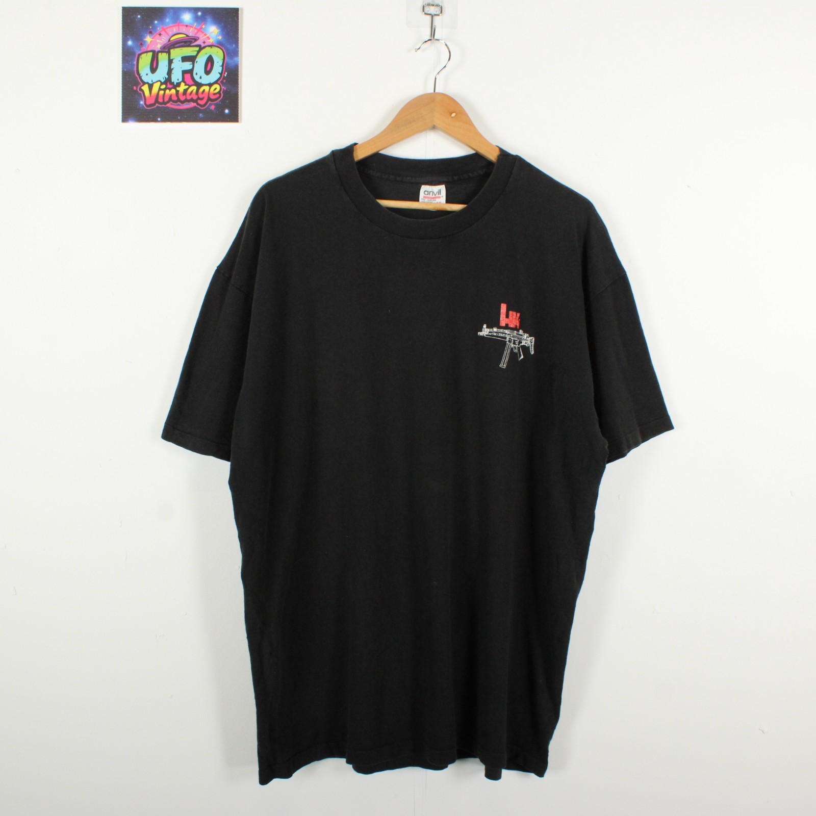 HK No Compromise Vintage Single Stitch T Shirt Mens 2XL Black Back Graphic Guns