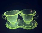 Fostoria CENTURY Depression Glass Cream Sugar Under Plate Crystal Clear Set