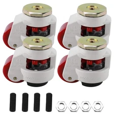 4Pcs Leveling Casters GD-80S-T Plate Mounted Iron Poly Wheel and NBR Pad 4400lbs
