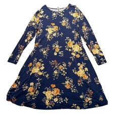 Old Navy Dress 1XPlus  Women's Long Sleeve Blue Floral 
