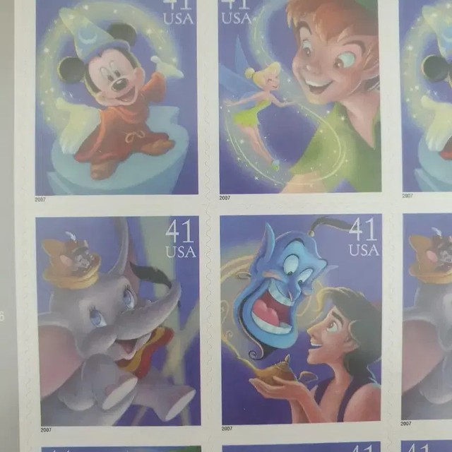 US Unused Disney Stamp Sheet 2007 Mickey/Peter Pan/Dumbo/Aladdin