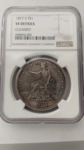 1877-S United States Trade Dollar, NGC VF Details, Cleaned