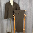 Kasper Petite Women's 12P Brown 2 PC Pants Suit Blazer Classic Office Career