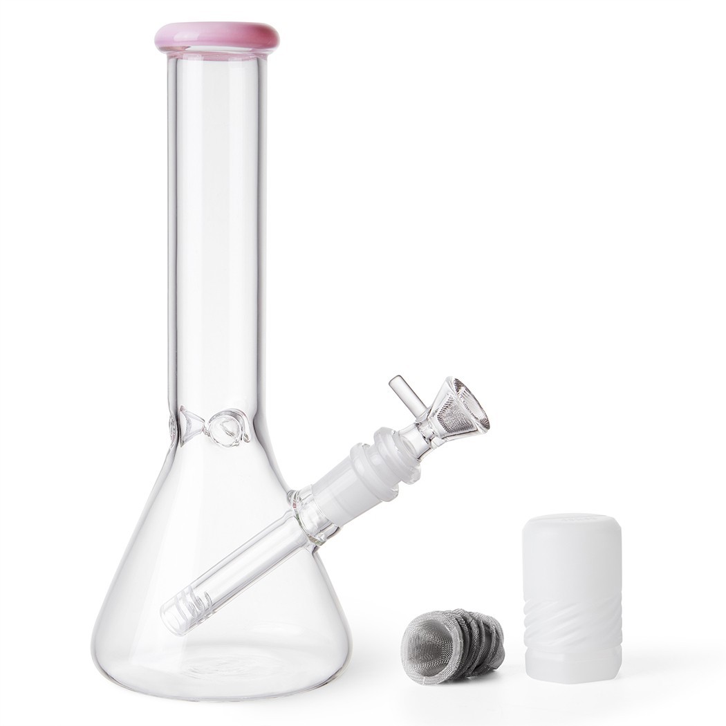 SmokeKoo 12 Inch Glass Beaker Bong With Silicone Sleeve - Purple & Black, 14mm - View #2