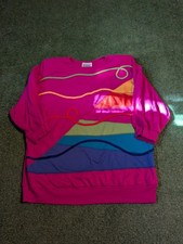 Vintage Barbara Gerwit Sweatshirt XL USA Made Abstract Colorblock 90s Pink