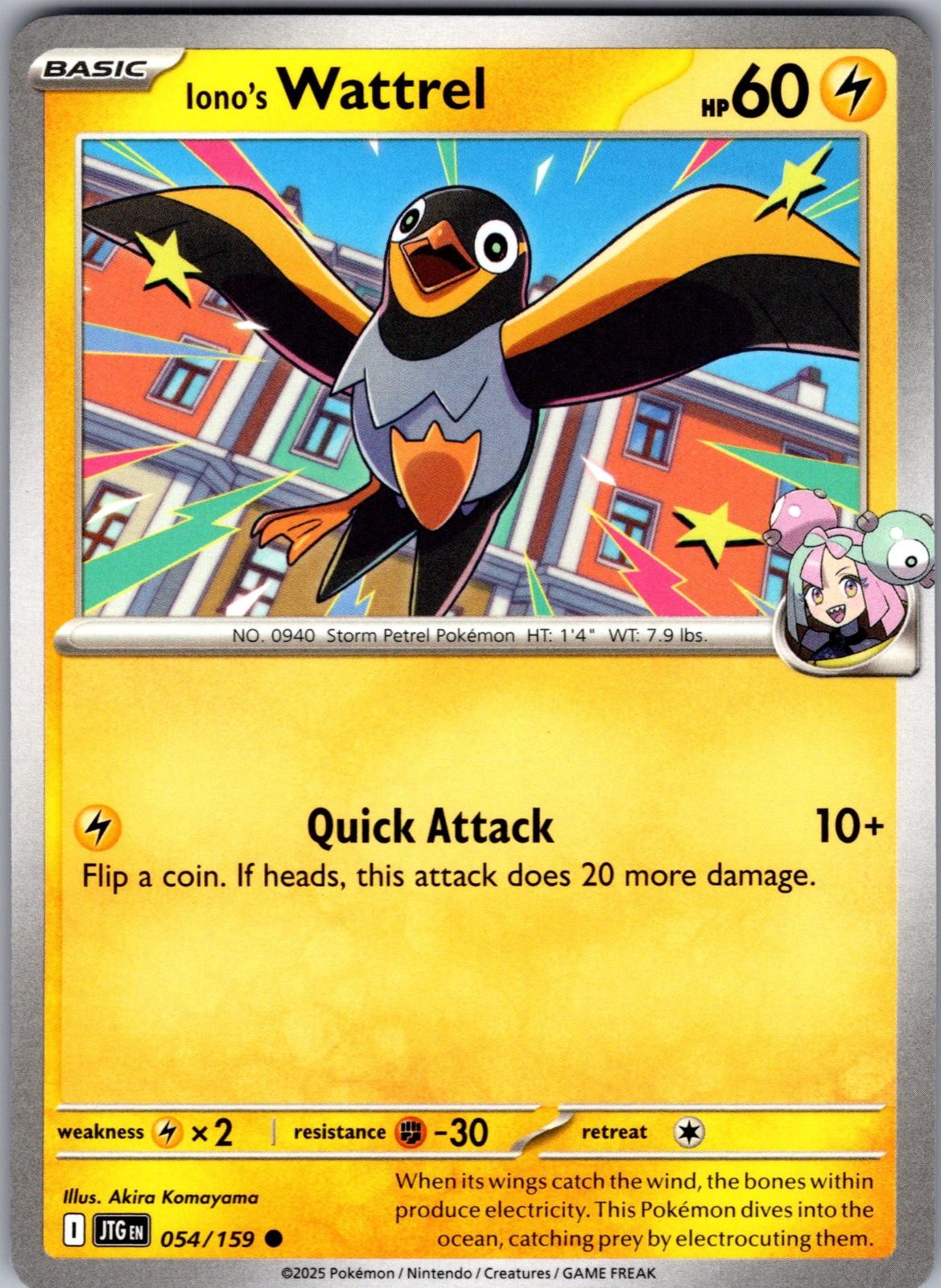 Iono's Wattrel Journey Together 054/159 Common Pokemon Near Mint