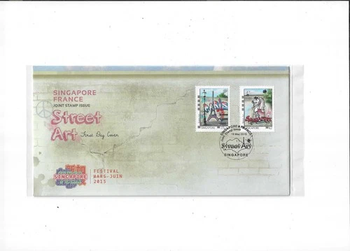 Singapore/France Year 2015 Joint Stamp Issue Street Art FDC