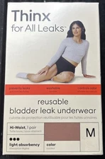 Thinx For All Leaks Light Absorbency Hi-Waist Bladder Leak Underwear Size M New