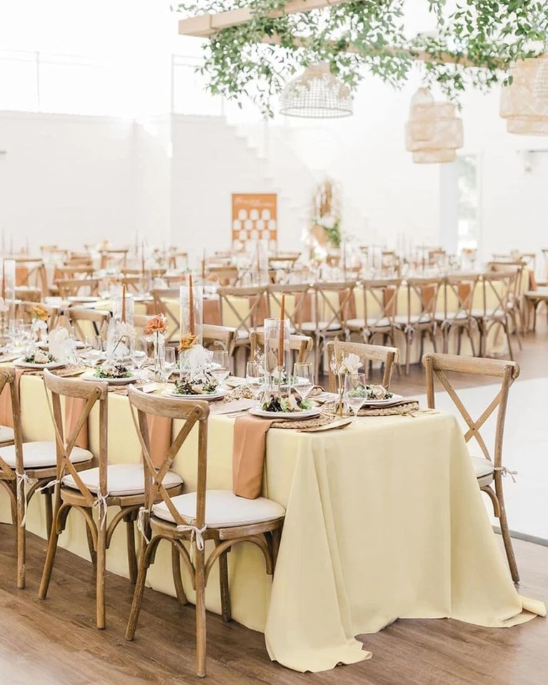 Satin Party Tischdecke 145x260cm Rechteckig Tischdekoration für Hochzeitsbankett - Bild 4 von 4