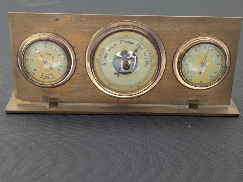 Vintage Lufft Made Western Germany Barometer Hygrometer Temperature Solid Brass