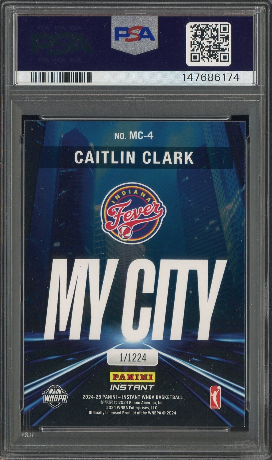 2024 Panini Instant WNBA Caitlin Clark My City RC Rookie PSA 9 Mint view 2