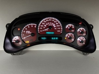 03-05 Silverado Speedometer Gauge Cluster w/ Trans Temp Red / White REBUILT
