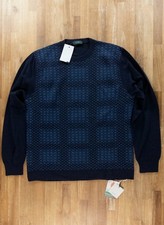 ZANONE navy blue crewneck wool sweater Size 3XL / 56 IT authentic NWT