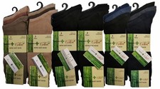 Mens Bamboo  Natural Cotton Super Soft Ribbed Breathable Socks 6 or 12 Pairs