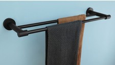 Black 20" Double Towel Bars Bathroom Towel Rail Holder Accessories Rack SUS304