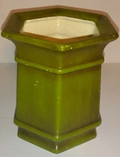 Vintage Mid Century Haeger Planter Green Hexagon Succulent Herb MCM Ceramic 8056