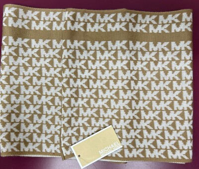 MICHAEL KORS MONOGRAM INFINITY SCARF NWT CARAMEL & TAN  