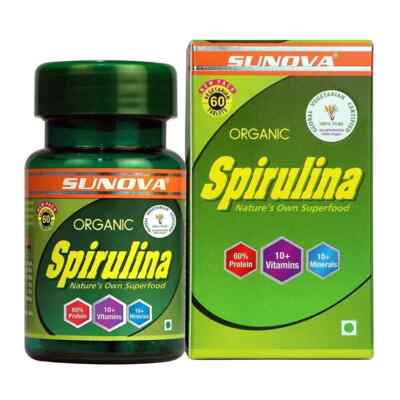Sunova Organic Spirulina 60 Caps Strenghens Muscles & Boosts Bone Health