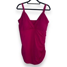 Swimsuits for All Size 24 One Piece Pink Bright Padding Skirted Tummy Control