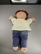 Vintage 1985 Cabbage Patch Kids Boy Striped Yellow Shirt & Jeans , Brown Eyes