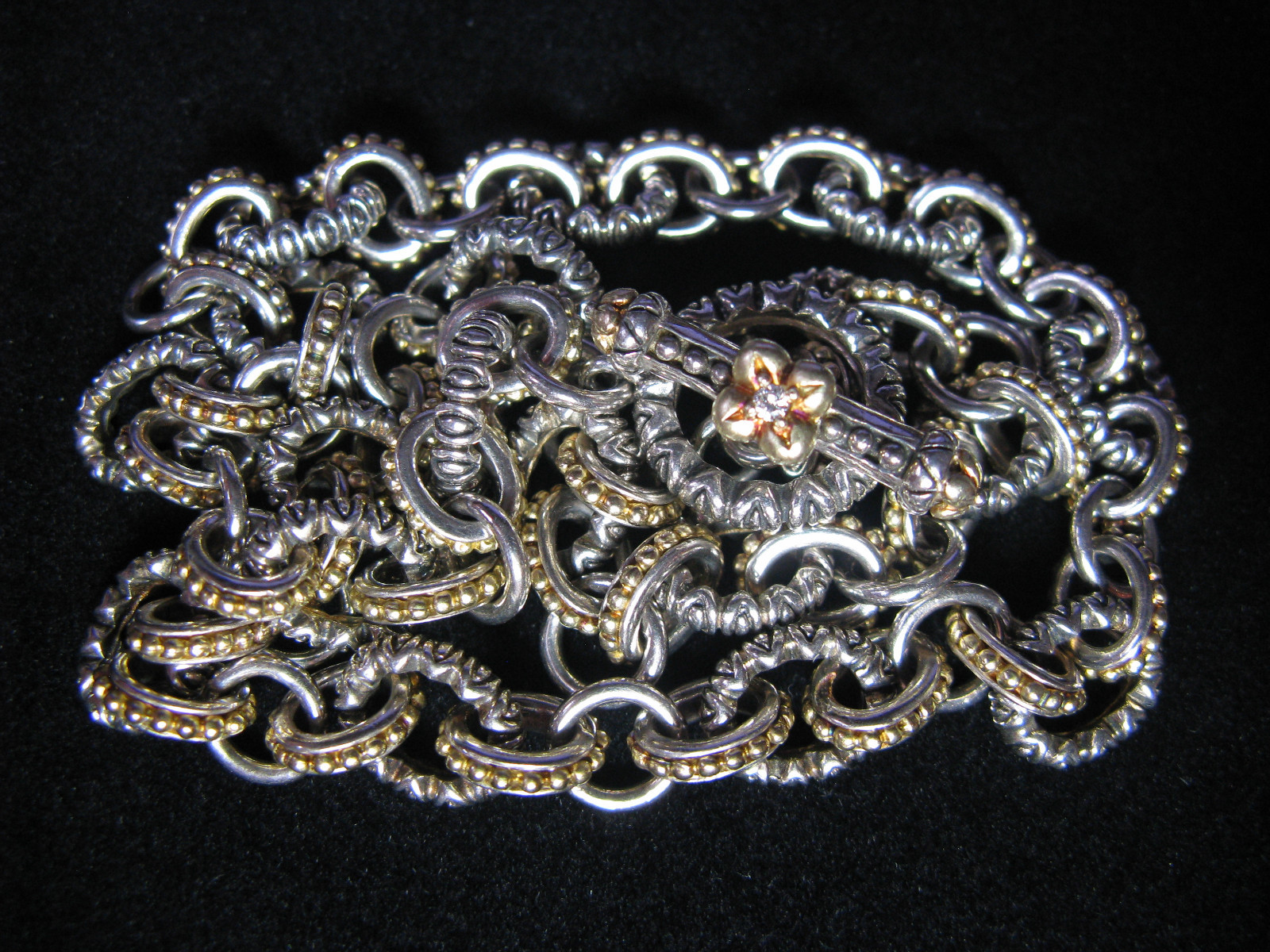 LINK NECKLACE BARBARA BIXBY SS 18K RING O TOGGLE DIAMOND GIFT ROLO DESIGNER Gift